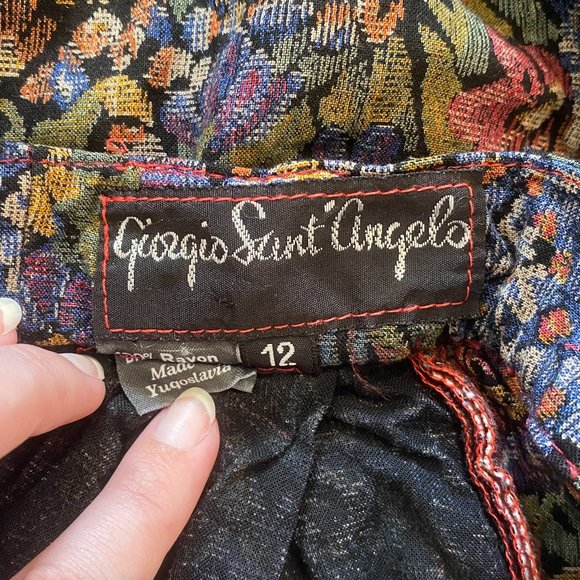 VINTAGE GIORGIO SANT'ANGELO || DARK FLORAL MIDI SKIRT - Picture 4 of 4